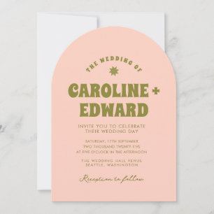 Retro Groovy Colourful Wavy Boho Wedding Qr Code Invitation