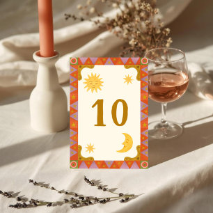 Retro Groovy Colourful Wavy Boho Wedding Table Num Number