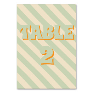 Retro Groovy Colourful Wavy Boho Wedding Table Number