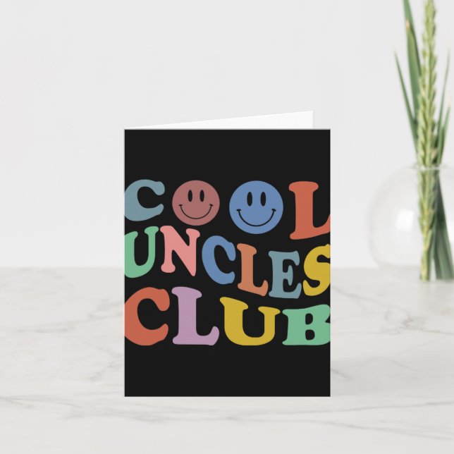 Retro Groovy Cool Uncles Club Smile Face Funny New Card (Front)