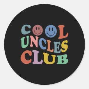 Retro Groovy Cool Uncles Club Smile Face Funny New Classic Round Sticker