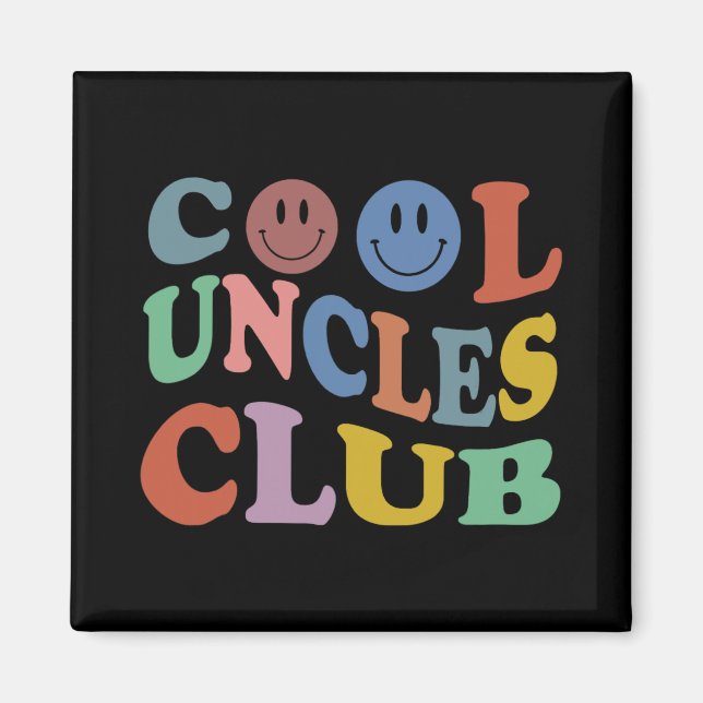 Retro Groovy Cool Uncles Club Smile Face Funny New Magnet (Front)