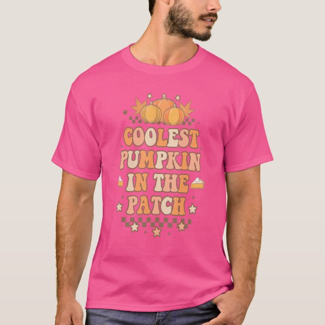 Retro Groovy Coolest Pumpkin In The Patch Hallowee T-Shirt (Front)