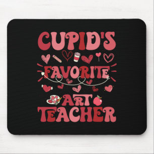 Retro Groovy Cupid's Favorite Art Teacher Valentin Mouse Pad