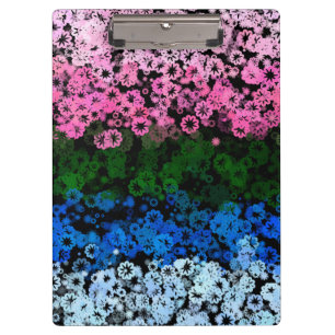 Retro Groovy Cute Floral Omniromantic Pride Flag Clipboard