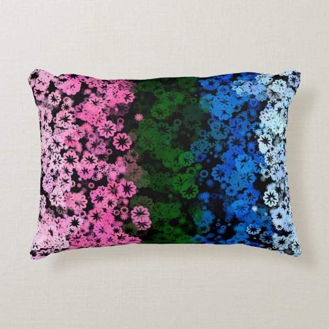 Retro Groovy Cute Floral Omniromantic Pride Flag Decorative Cushion (Front)
