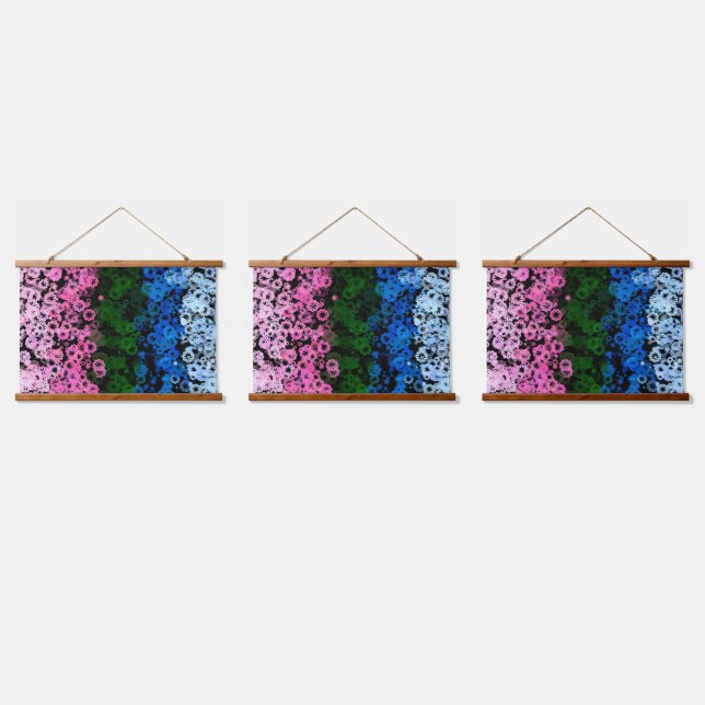 Retro Groovy Cute Floral Omniromantic Pride Flag Hanging Tapestry (Triple)