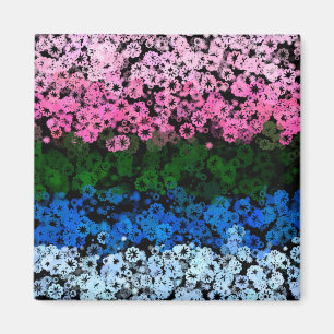 Retro Groovy Cute Floral Omniromantic Pride Flag Magnet