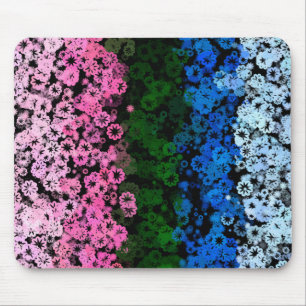 Retro Groovy Cute Floral Omniromantic Pride Flag Mouse Pad