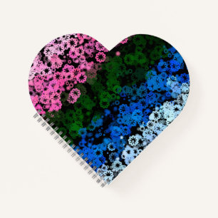 Retro Groovy Cute Floral Omniromantic Pride Flag Notebook