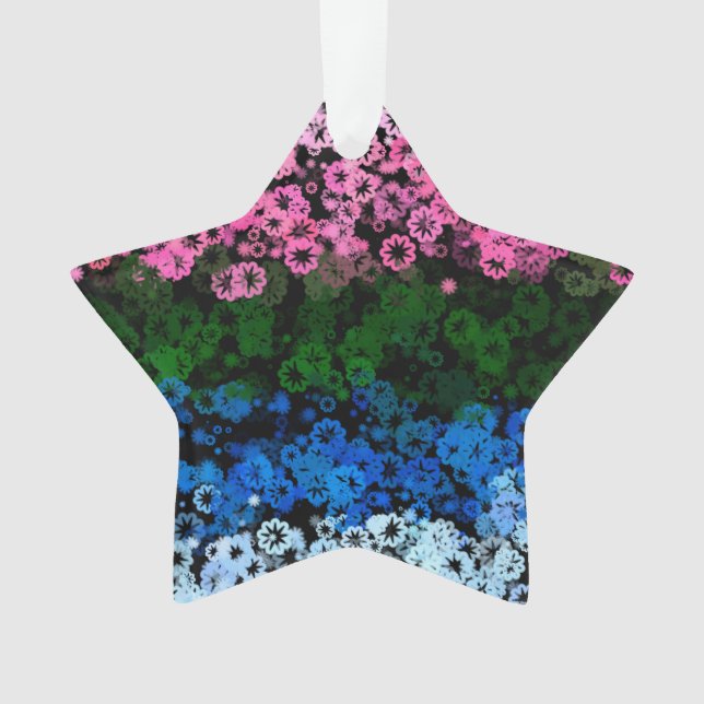 Retro Groovy Cute Floral Omniromantic Pride Flag Ornament (Front)