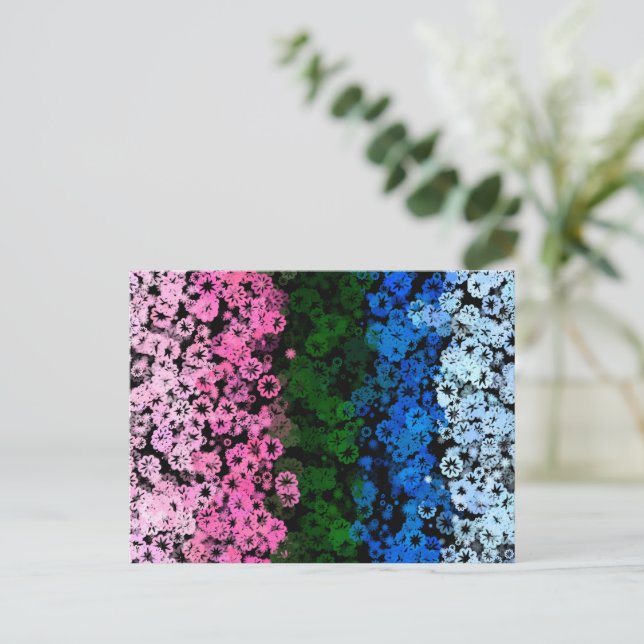 Retro Groovy Cute Floral Omniromantic Pride Flag Postcard (Standing Front)