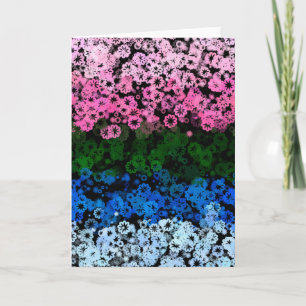 Retro Groovy Cute Floral Omniromantic Pride Flag Thank You Card
