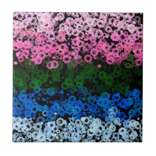 Retro Groovy Cute Floral Omniromantic Pride Flag Tile