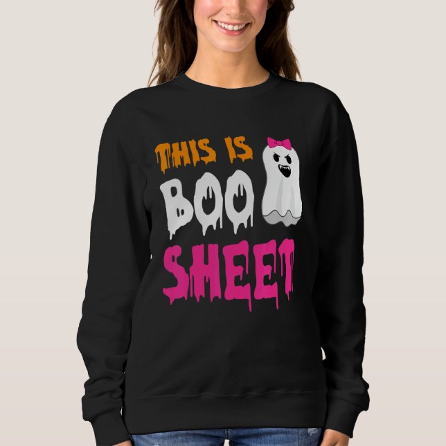 Retro Groovy Cute Ghost Spooky Halloween This Is B Sweatshirt (Front)