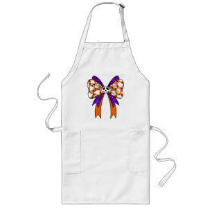 Retro Groovy cute ghosts Halloween orang purple Long Apron