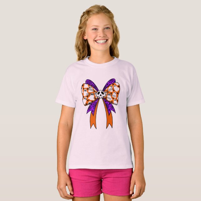  Retro Groovy cute ghosts Halloween orang purple T-Shirt (Front Full)