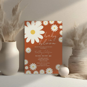 Retro Groovy Daisy Floral Baby in Bloom Shower  Invitation