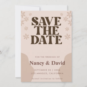 Retro Groovy Daisy Floral wedding Save The Date