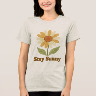Retro Groovy Daisy Flower Custom Name Boho Gift Tri-Blend Shirt