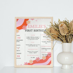 Retro Groovy DaisyBaby 1st Birthday Milestone Sign