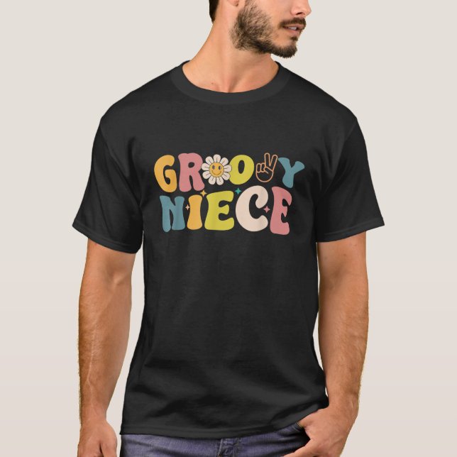 Retro Groovy Design For Niece Matching Family Birt T-Shirt (Front)