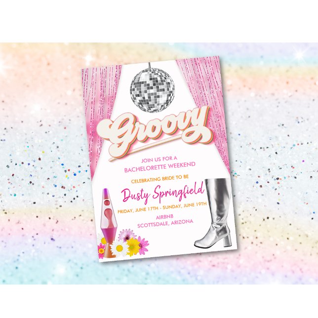 Retro Groovy Disco Bachelorette Weekend Itinerary Invitation (Creator Uploaded)