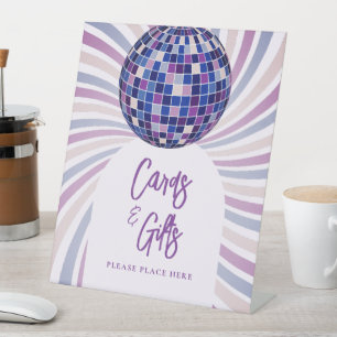 Retro Groovy Disco Bridal Shower Cards and Gifts Pedestal Sign