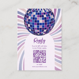 Retro Groovy Disco Bridal Shower Registry QR code Enclosure Card
