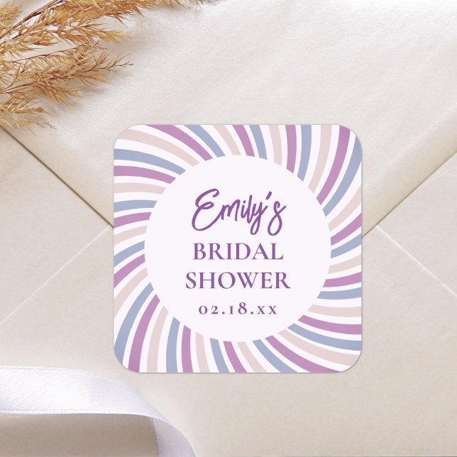 Retro Groovy Disco Bridal Shower Square Sticker (Creator Uploaded)
