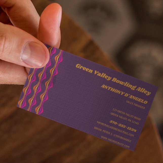 Retro Groovy Disco Purple Print Business Card (Creator Uploaded)