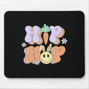 Retro Groovy Easter Day Hip Hop Cute Rabbit Bunny  Mouse Pad