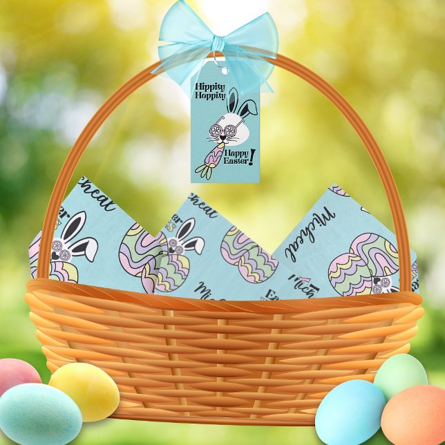 Retro Groovy Easter Personalised Tissue Paper (Listing is for the tissue paper lining the basket the gift tag is sold separately in this Collection)