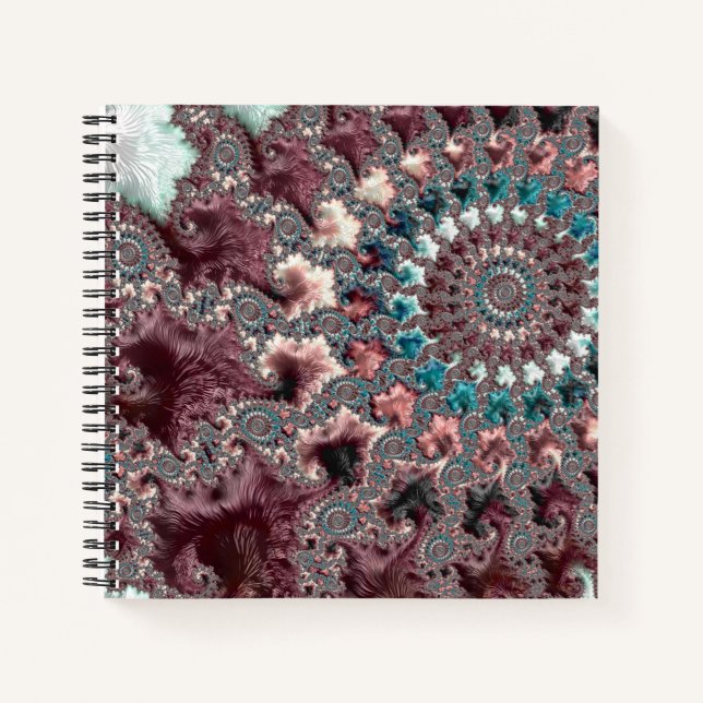 Retro Groovy Eclectic Bohemian Spiral Fractal Notebook (Front)