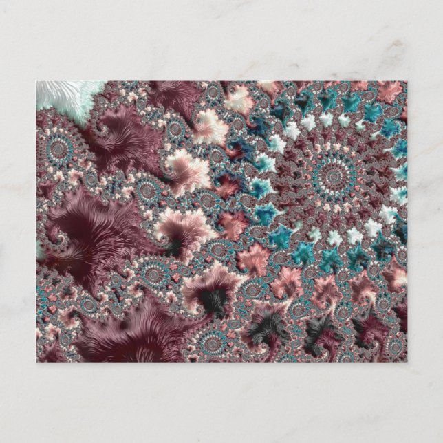 Retro Groovy Eclectic Bohemian Spiral Fractal Postcard (Front)
