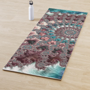 Retro Groovy Eclectic Bohemian Spiral Fractal Yoga Mat
