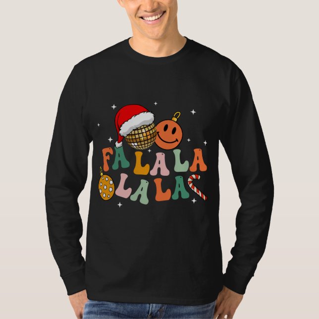 Retro Groovy Fa La La Christmas Lights Cute Xmas S T-Shirt (Front)