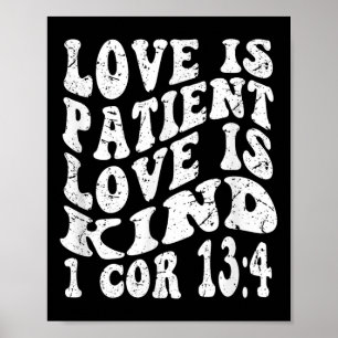 Retro Groovy Faith 1 Corinthians 13 4 Love Is Pati Poster
