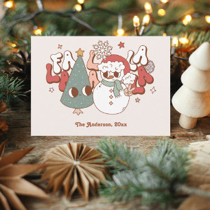 Retro Groovy Falala Christmas Photo Holiday Card