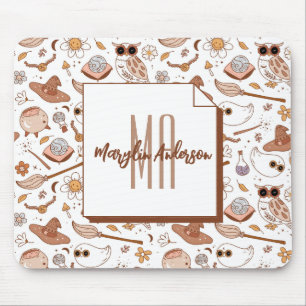 RETRO GROOVY FALL MONOGRAM HALLOWEEN MOUSE PAD