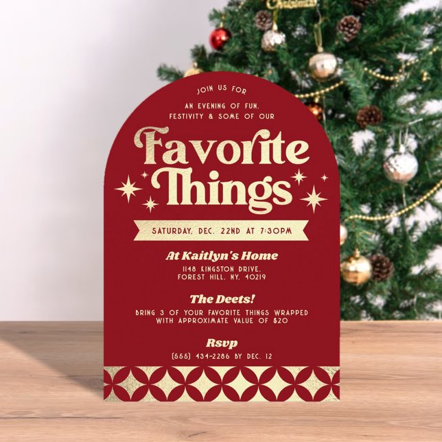 Retro Groovy Favourite Things Holiday Party Invitation (Creator Uploaded)