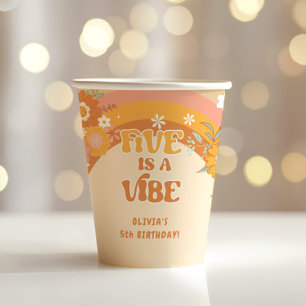 Retro groovy five is a vibe 5th birthday paper cups