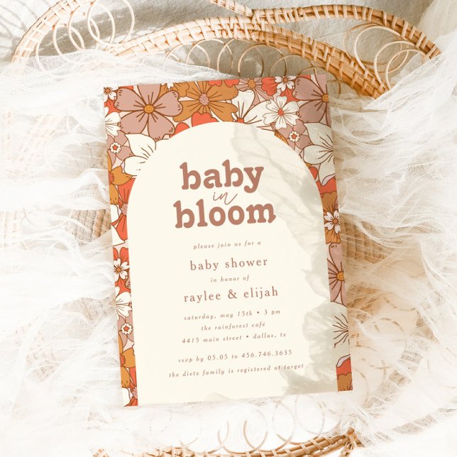 Retro Groovy Floral Baby in Bloom | Invitation (Creator Uploaded)