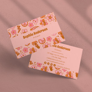 Retro Groovy Floral Business Card                 