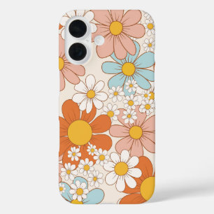 Retro Groovy Floral Daisy Seamless Pattern iPhone 16 Case