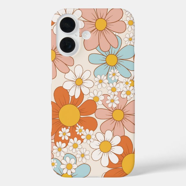 Retro Groovy Floral Daisy Seamless Pattern Case-Mate iPhone Case (Back)