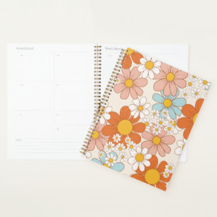 Retro Groovy Floral Daisy Seamless Pattern Planner