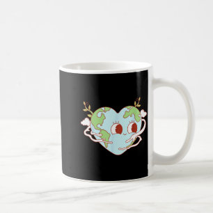 Retro groovy floral heart earth day environmental coffee mug