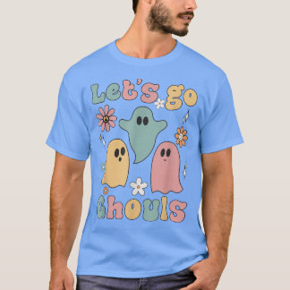 Retro Groovy Floral Lets Go Ghouls Ghost Halloween T-Shirt