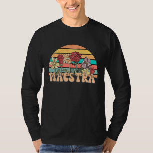 Retro Groovy Floral Maestra Spanish Teacher Back t T-Shirt